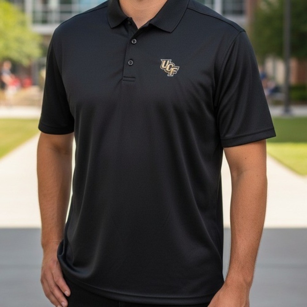 Vansport UCF Knights Black Short Sleeve Active Polo Shirt‎ Mens 2XL